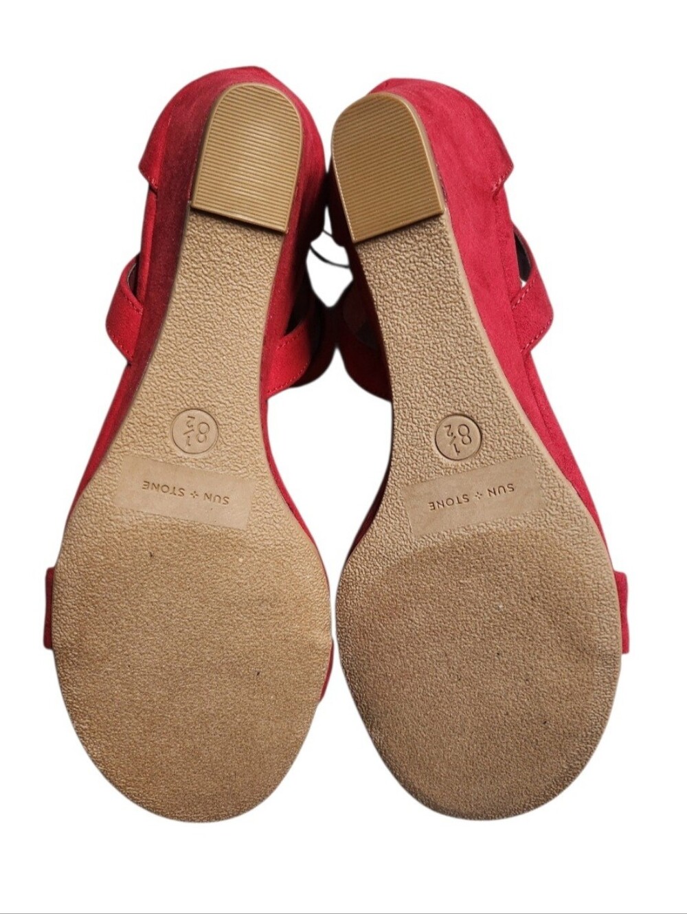 Sun + Stone Women's Jossie Faux Suede Wedge Sandals in red Size 8.5 - Picture 7 of 11